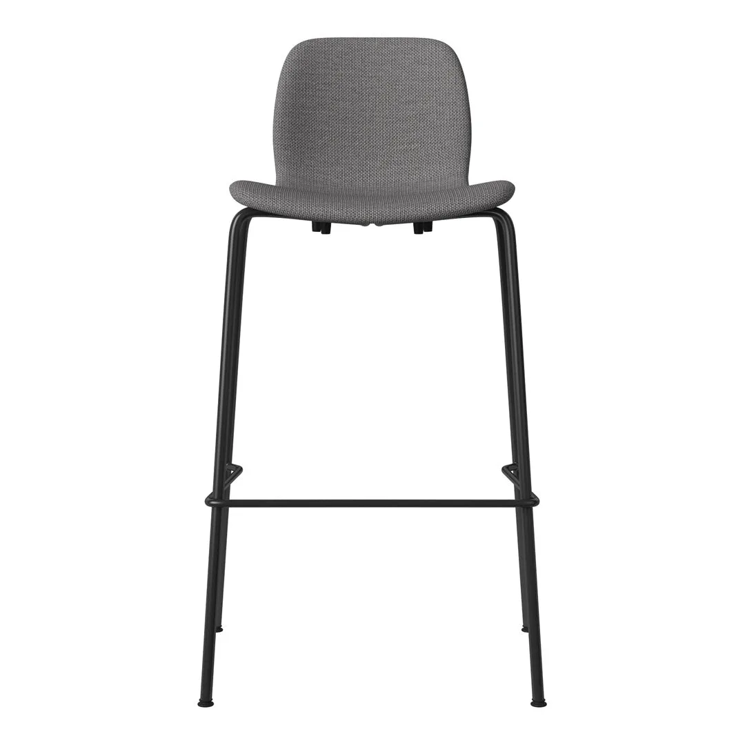 Seed Bar Chair - Upholstered - Steel Base, Black Lacquered