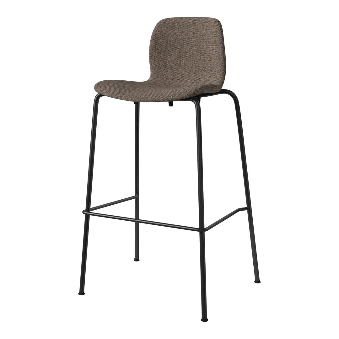 Seed Bar Chair - Upholstered - Steel Base, Black Lacquered
