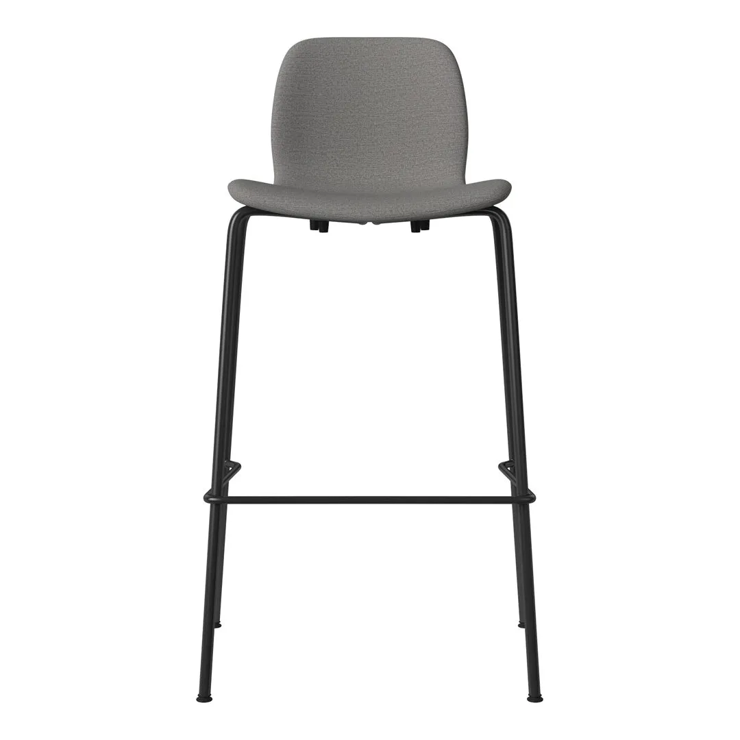 Seed Bar Chair - Upholstered - Steel Base, Black Lacquered