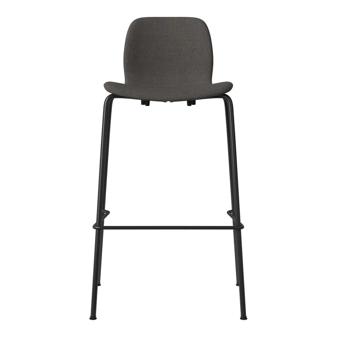 Seed Bar Chair - Upholstered - Steel Base, Black Lacquered