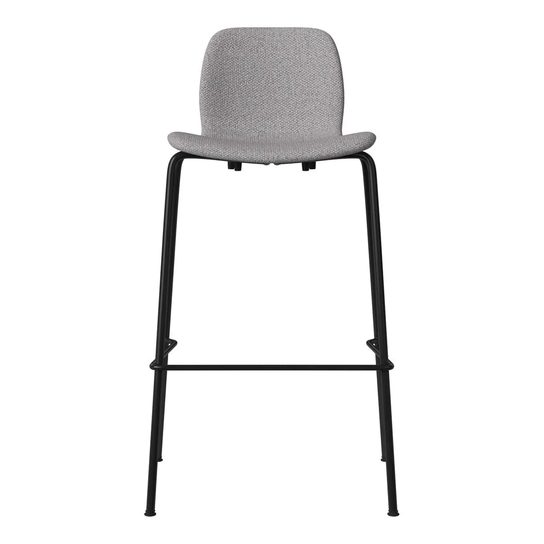 Seed Bar Chair - Upholstered - Steel Base, Black Lacquered