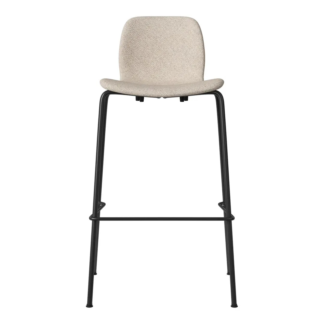 Seed Bar Chair - Upholstered - Steel Base, Black Lacquered