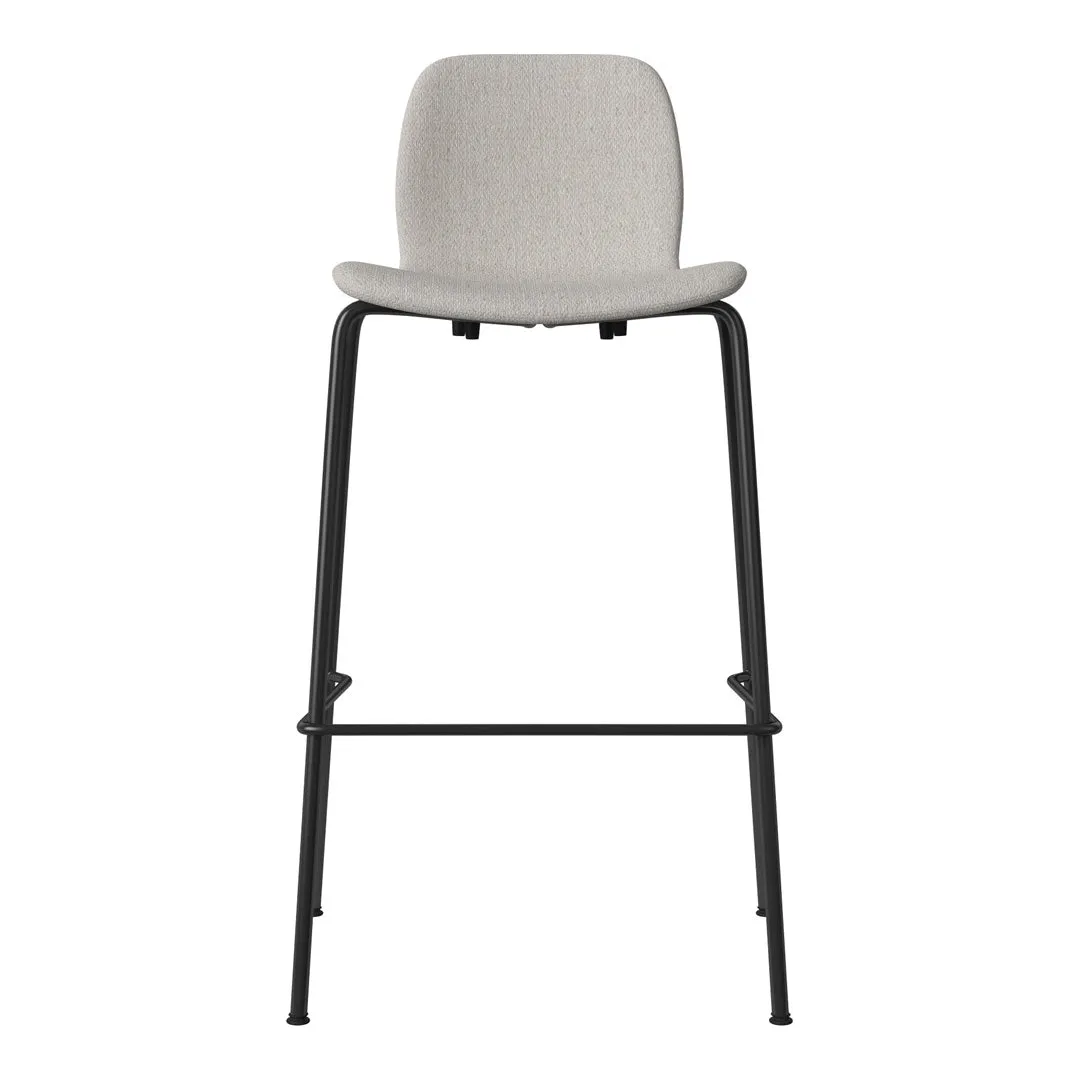 Seed Bar Chair - Upholstered - Steel Base, Black Lacquered