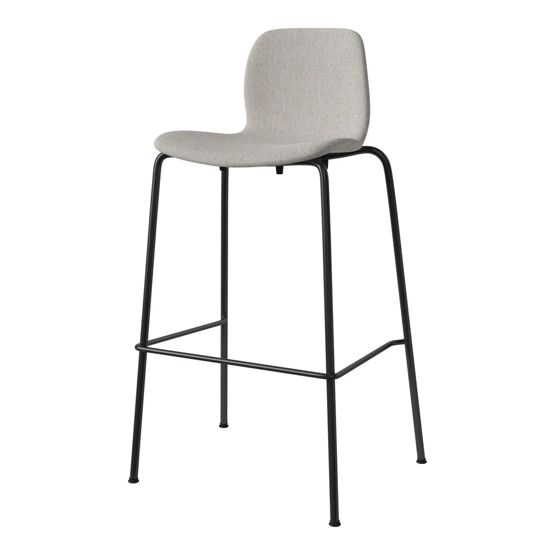 Seed Bar Chair - Upholstered - Steel Base, Black Lacquered
