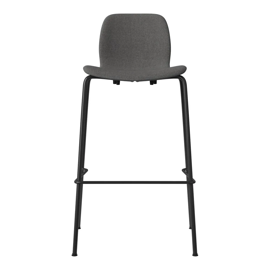 Seed Bar Chair - Upholstered - Steel Base, Black Lacquered