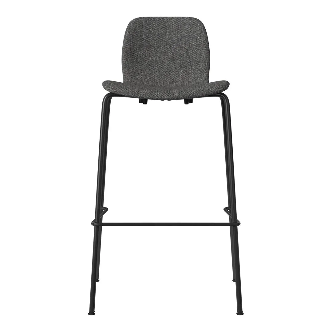 Seed Bar Chair - Upholstered - Steel Base, Black Lacquered