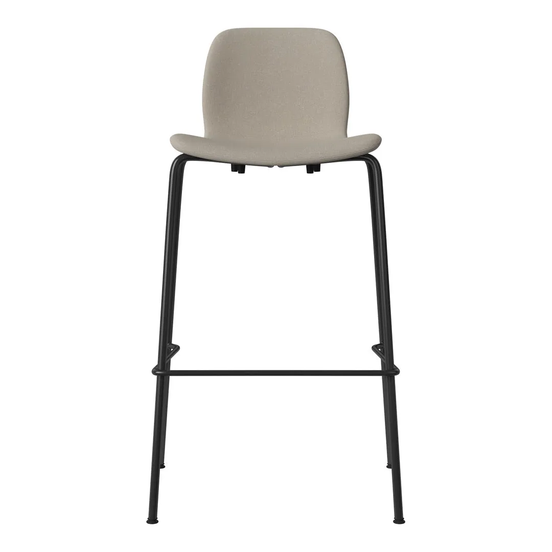 Seed Bar Chair - Upholstered - Steel Base, Black Lacquered