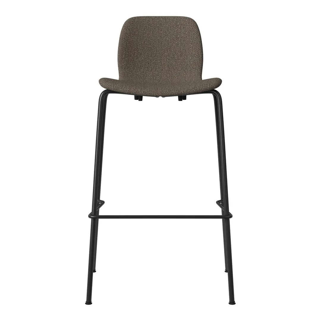 Seed Bar Chair - Upholstered - Steel Base, Black Lacquered