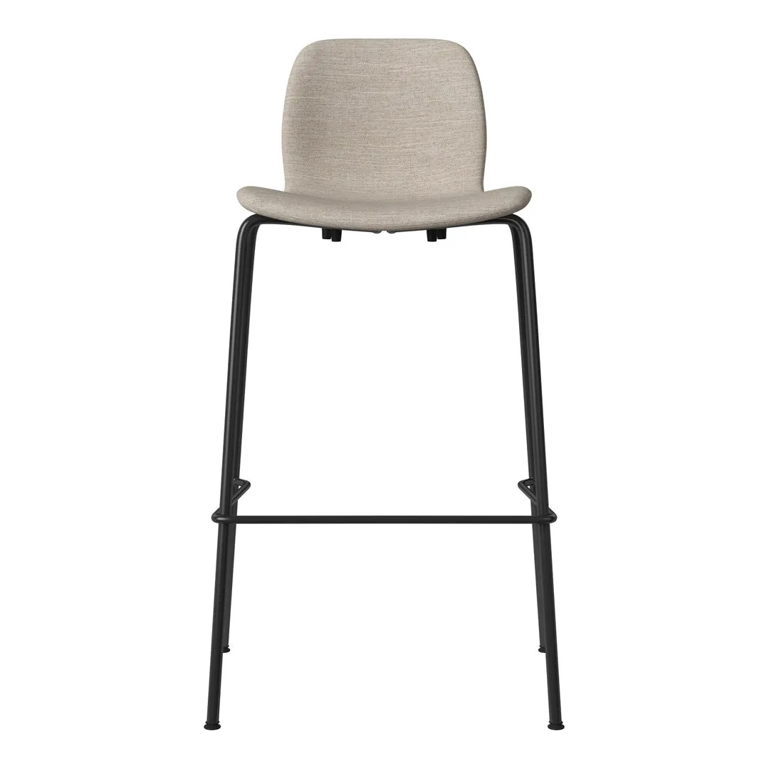 Seed Bar Chair - Upholstered - Steel Base, Black Lacquered