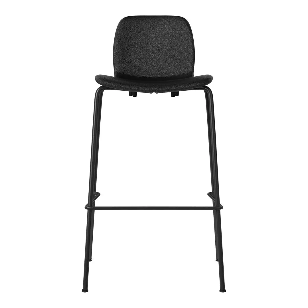 Seed Bar Chair - Upholstered - Steel Base, Black Lacquered