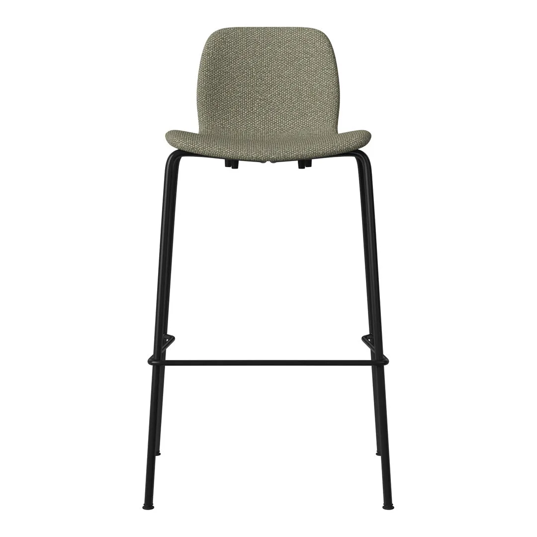Seed Bar Chair - Upholstered - Steel Base, Black Lacquered