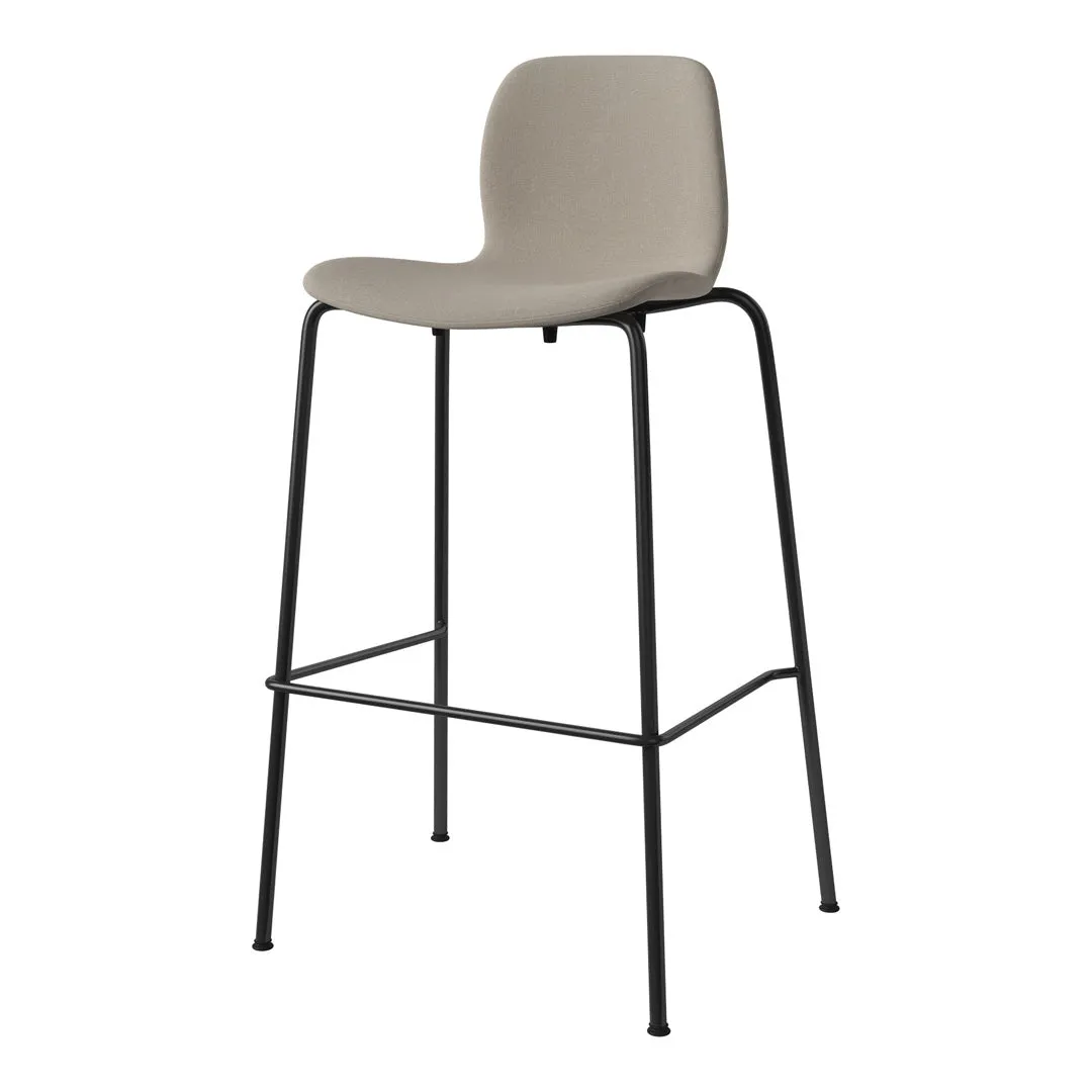 Seed Bar Chair - Upholstered - Steel Base, Black Lacquered