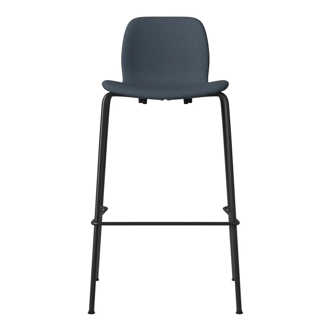 Seed Bar Chair - Upholstered - Steel Base, Black Lacquered