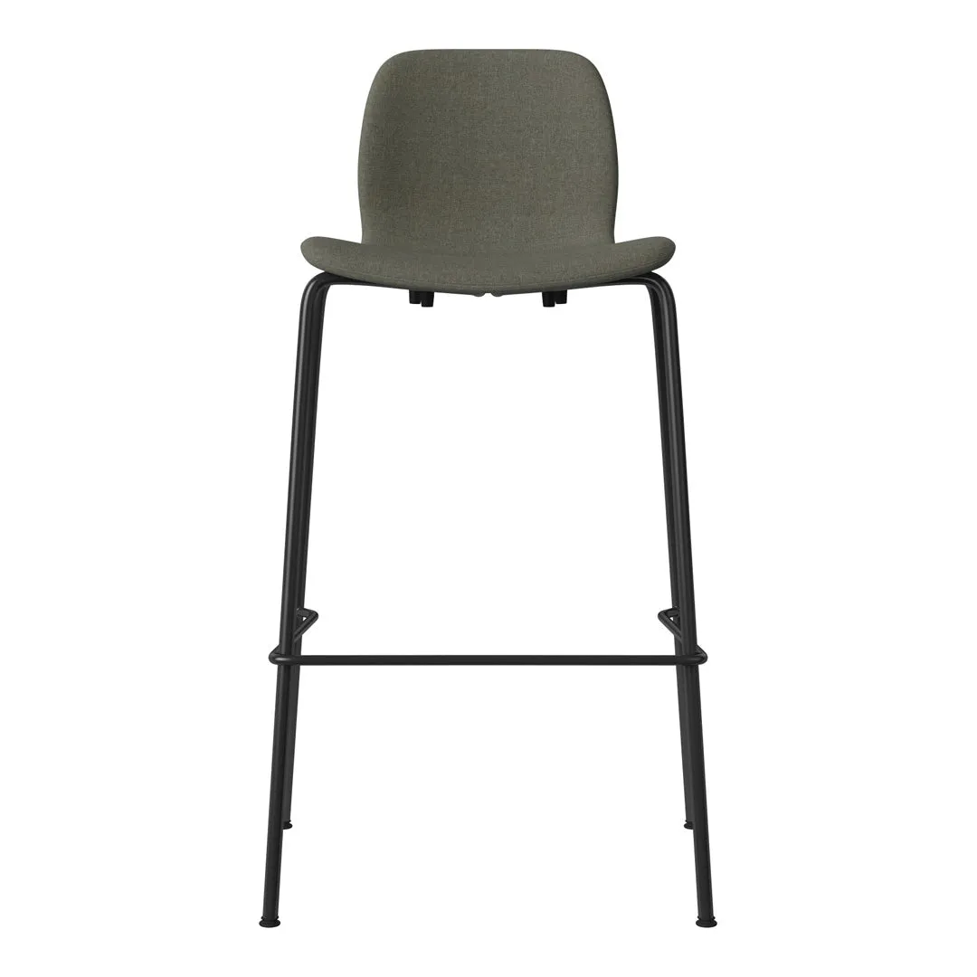 Seed Bar Chair - Upholstered - Steel Base, Black Lacquered
