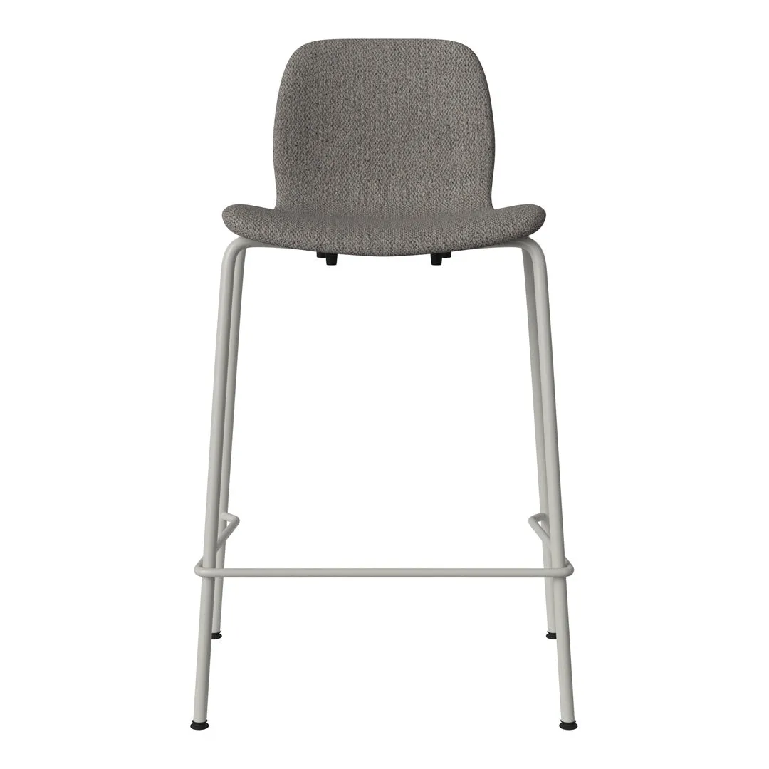 Seed Counter Chair - Upholstered - Steel Base, Grey Lacquered