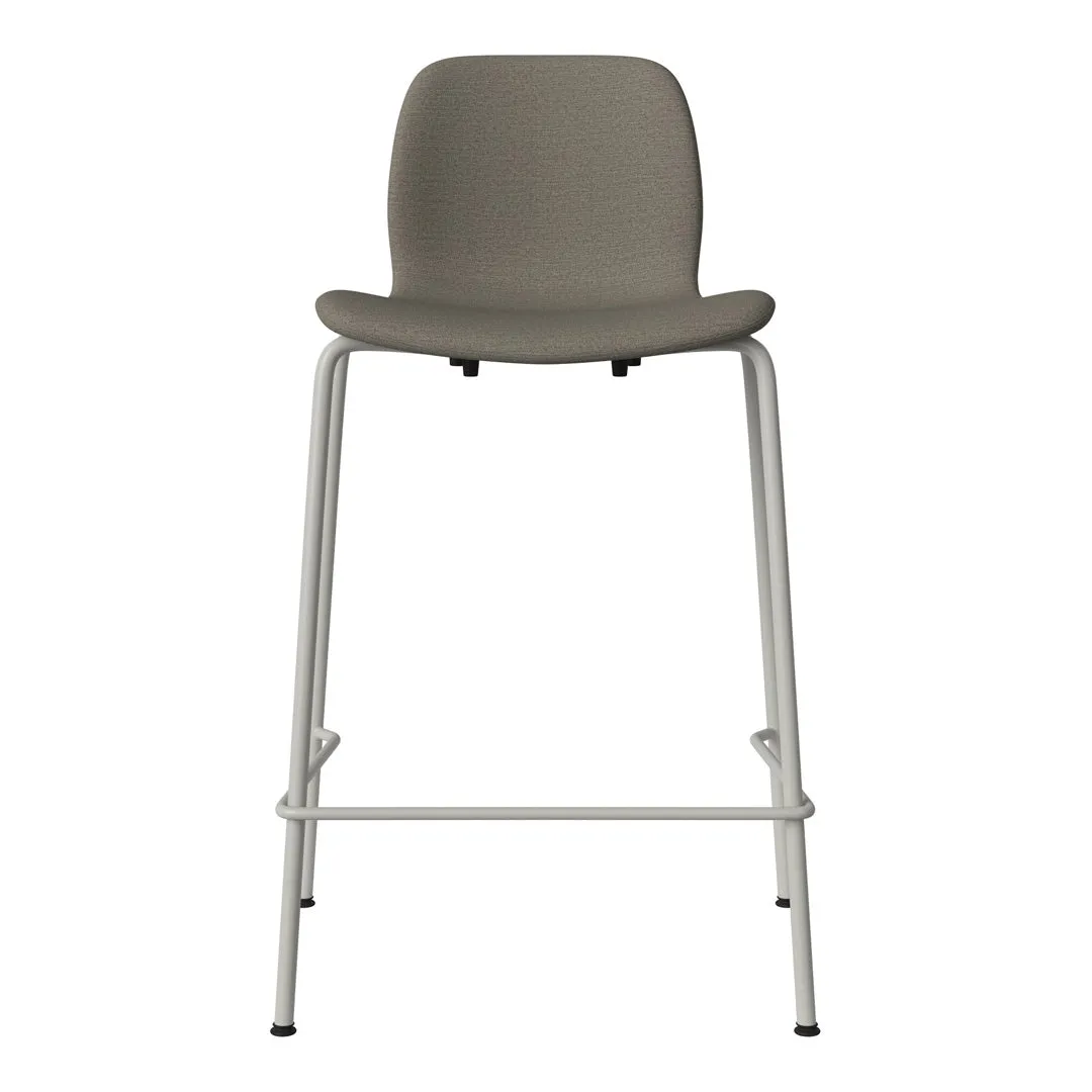 Seed Counter Chair - Upholstered - Steel Base, Grey Lacquered