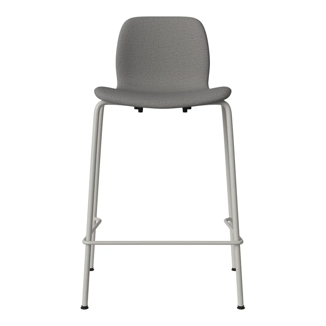 Seed Counter Chair - Upholstered - Steel Base, Grey Lacquered