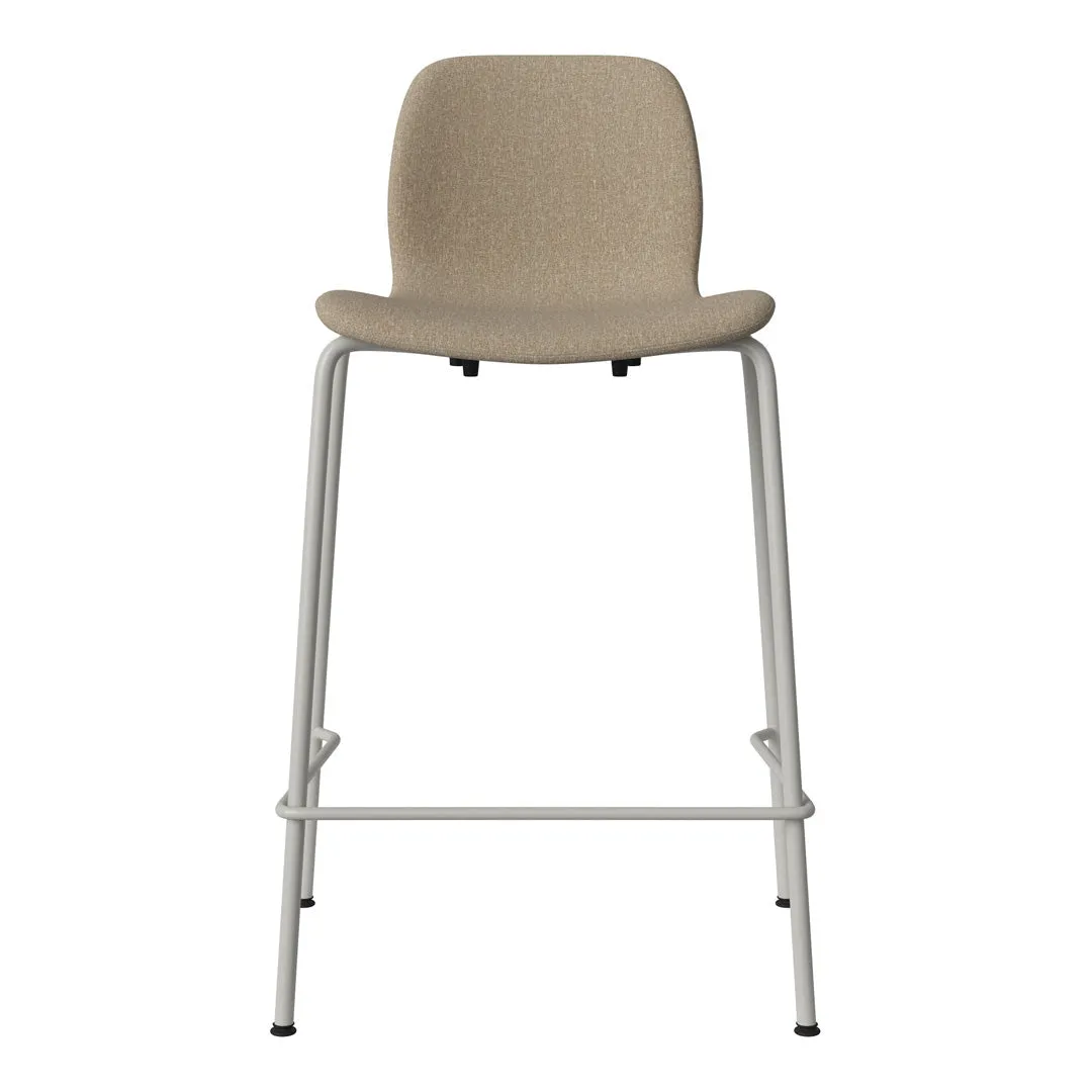Seed Counter Chair - Upholstered - Steel Base, Grey Lacquered