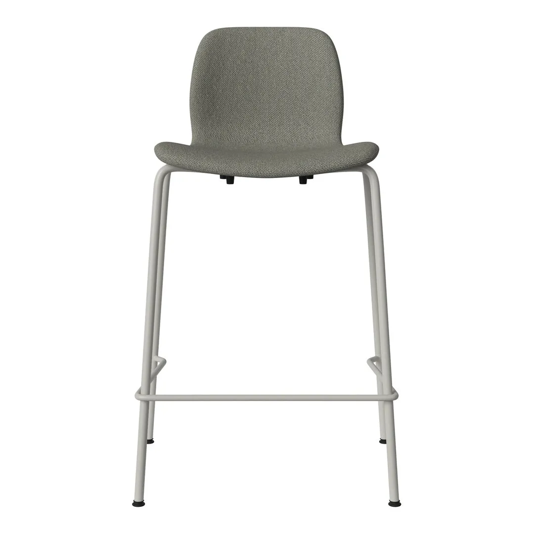 Seed Counter Chair - Upholstered - Steel Base, Grey Lacquered