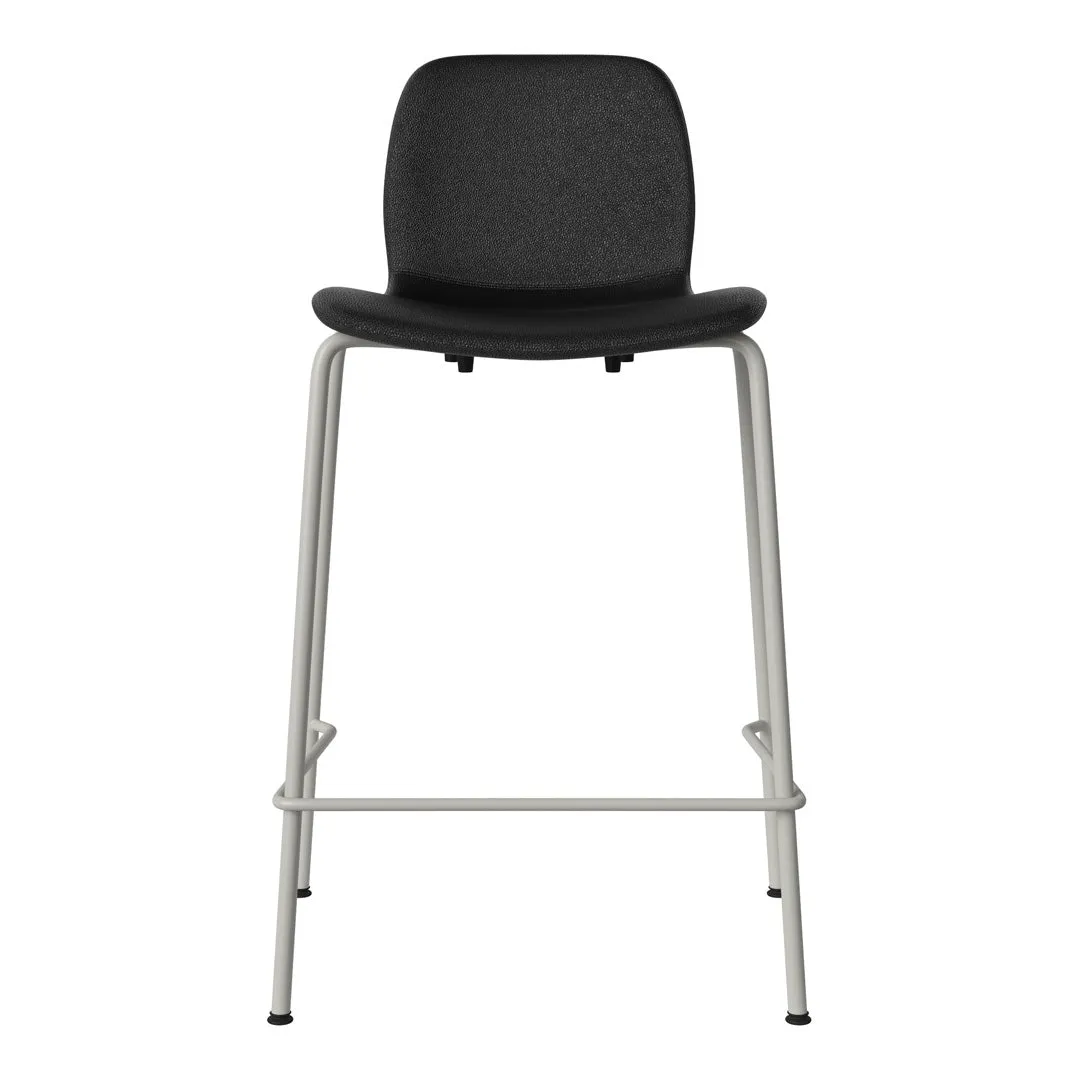 Seed Counter Chair - Upholstered - Steel Base, Grey Lacquered