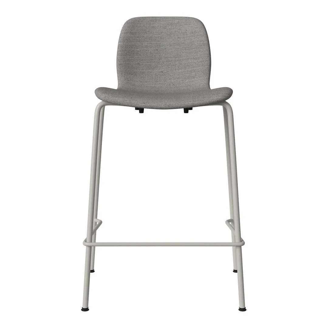 Seed Counter Chair - Upholstered - Steel Base, Grey Lacquered
