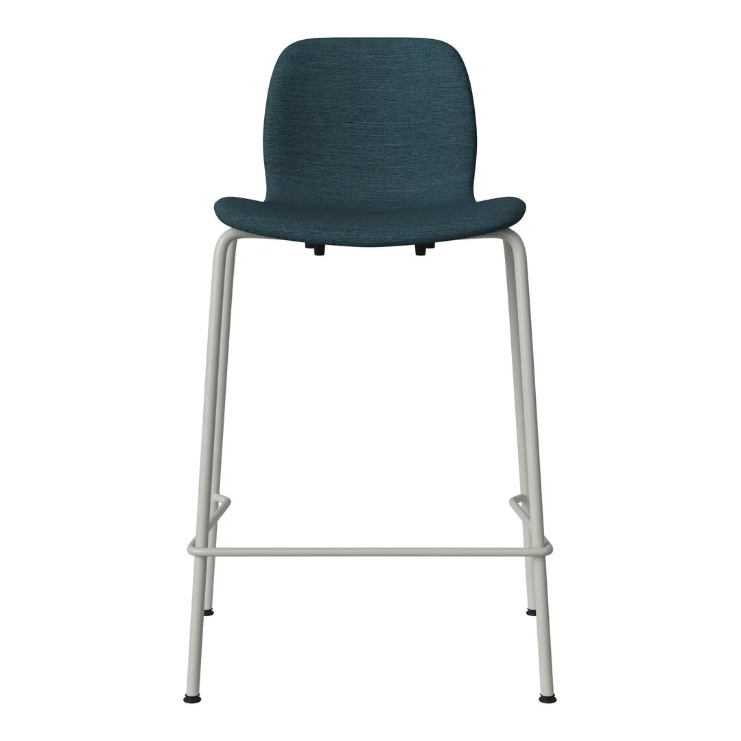 Seed Counter Chair - Upholstered - Steel Base, Grey Lacquered