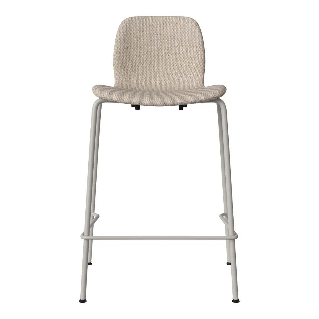 Seed Counter Chair - Upholstered - Steel Base, Grey Lacquered