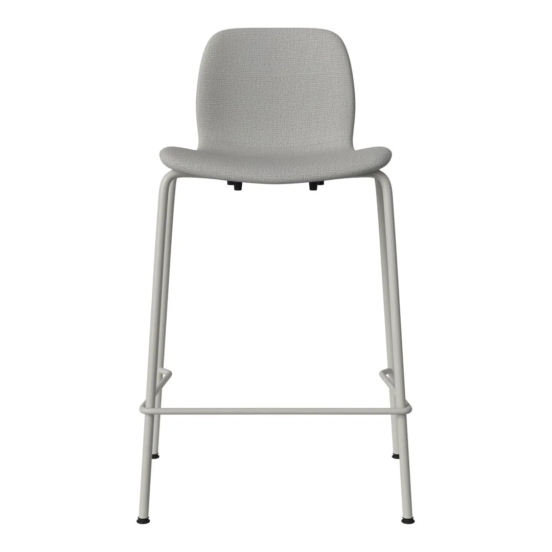Seed Counter Chair - Upholstered - Steel Base, Grey Lacquered