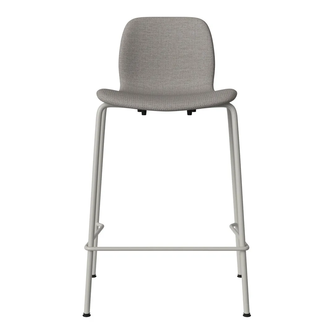 Seed Counter Chair - Upholstered - Steel Base, Grey Lacquered
