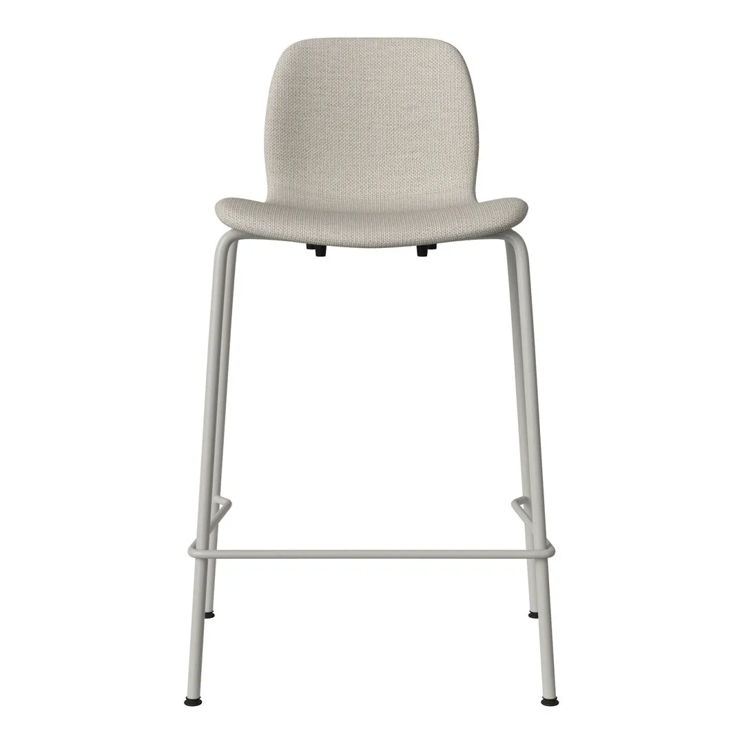 Seed Counter Chair - Upholstered - Steel Base, Grey Lacquered