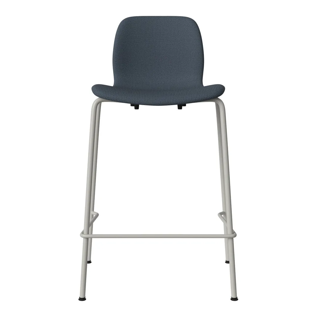 Seed Counter Chair - Upholstered - Steel Base, Grey Lacquered