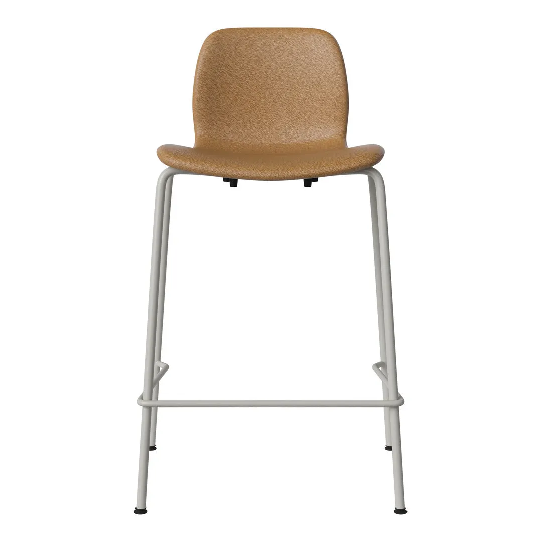 Seed Counter Chair - Upholstered - Steel Base, Grey Lacquered