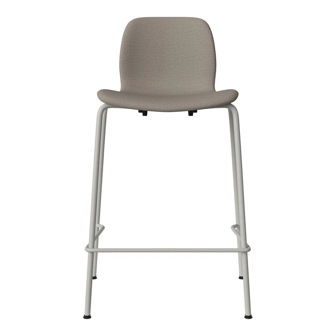 Seed Counter Chair - Upholstered - Steel Base, Grey Lacquered