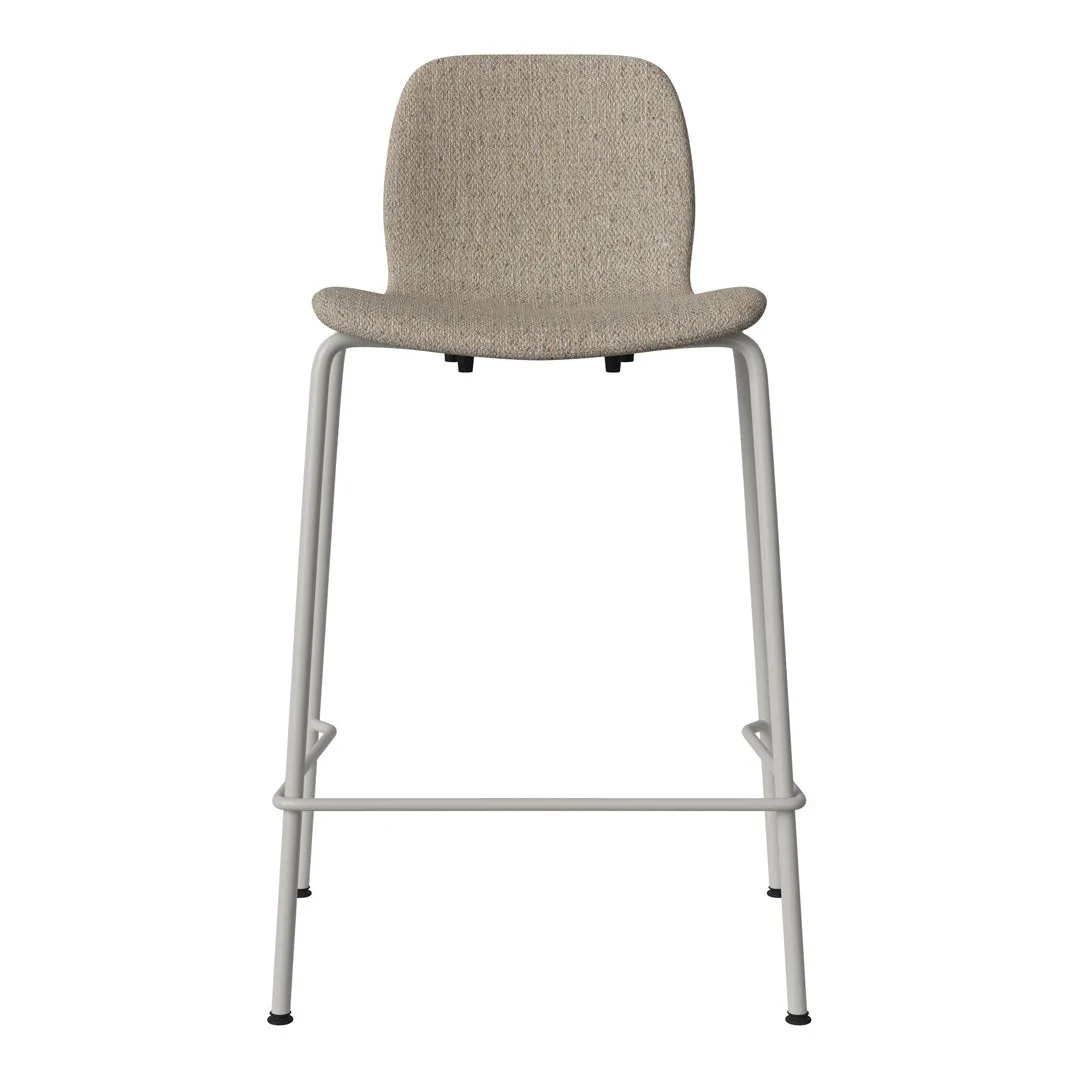 Seed Counter Chair - Upholstered - Steel Base, Grey Lacquered