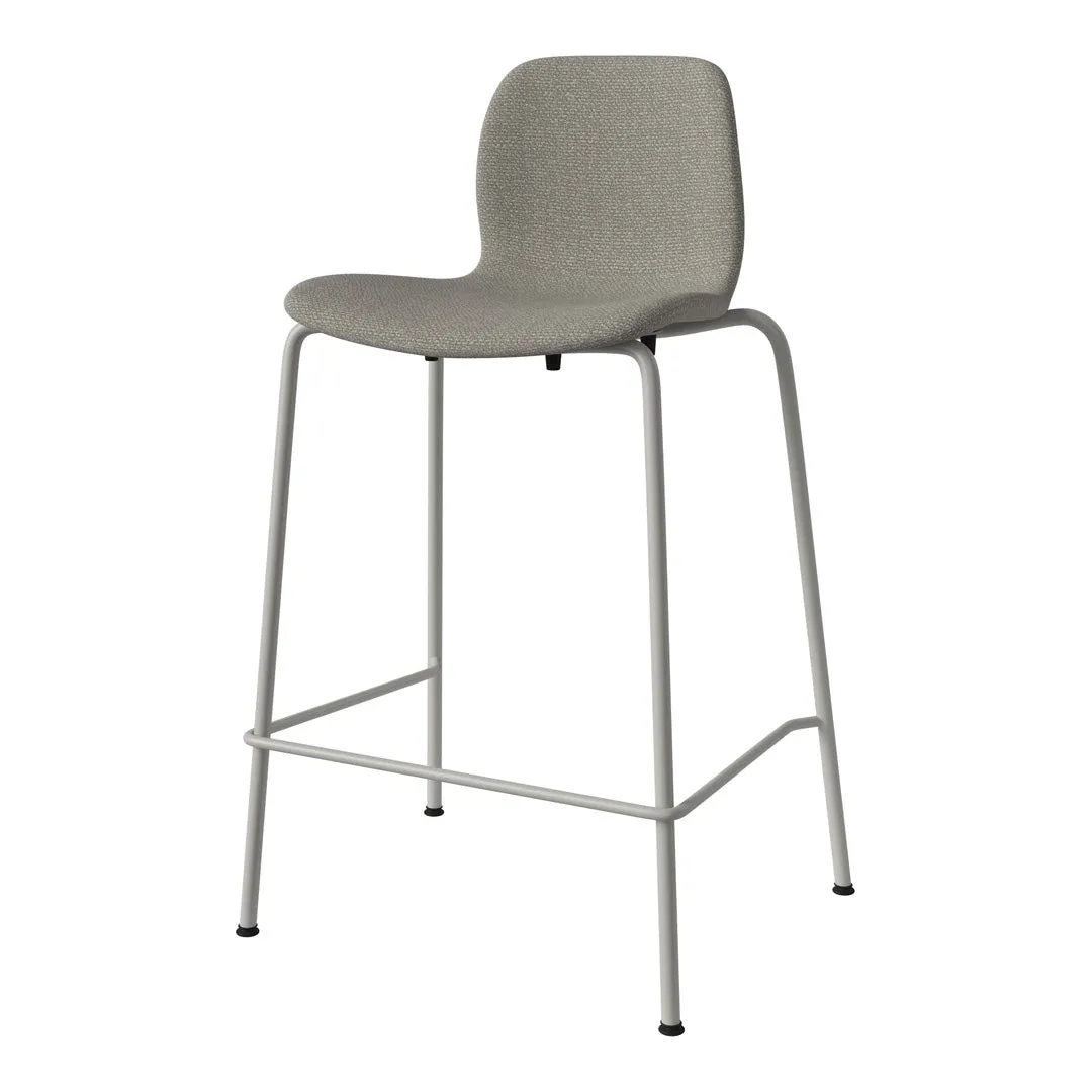 Seed Counter Chair - Upholstered - Steel Base, Grey Lacquered