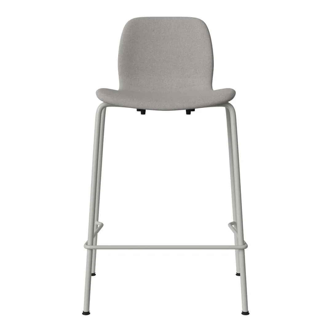 Seed Counter Chair - Upholstered - Steel Base, Grey Lacquered
