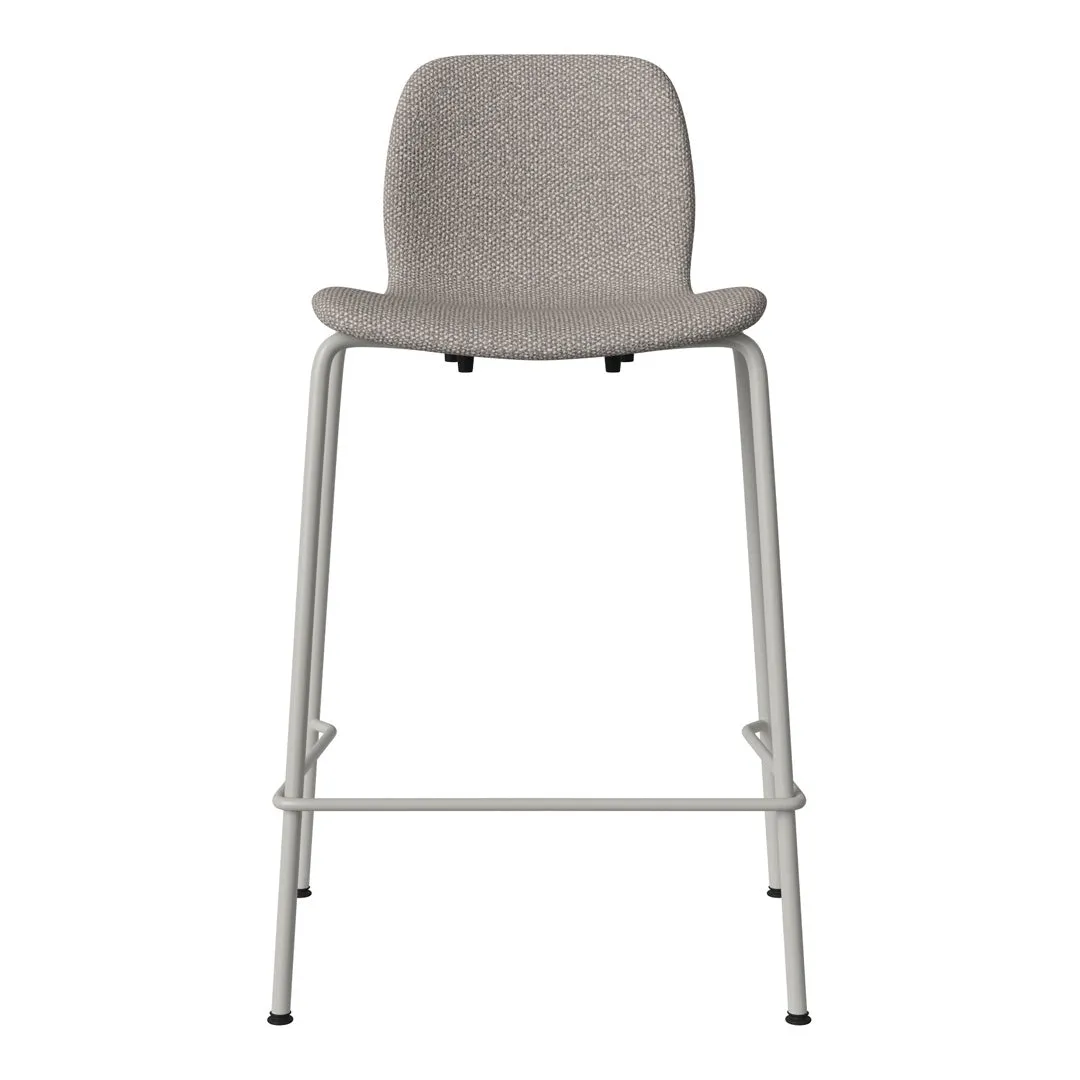 Seed Counter Chair - Upholstered - Steel Base, Grey Lacquered