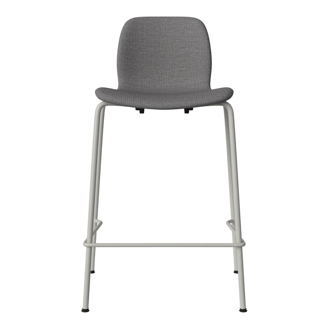 Seed Counter Chair - Upholstered - Steel Base, Grey Lacquered