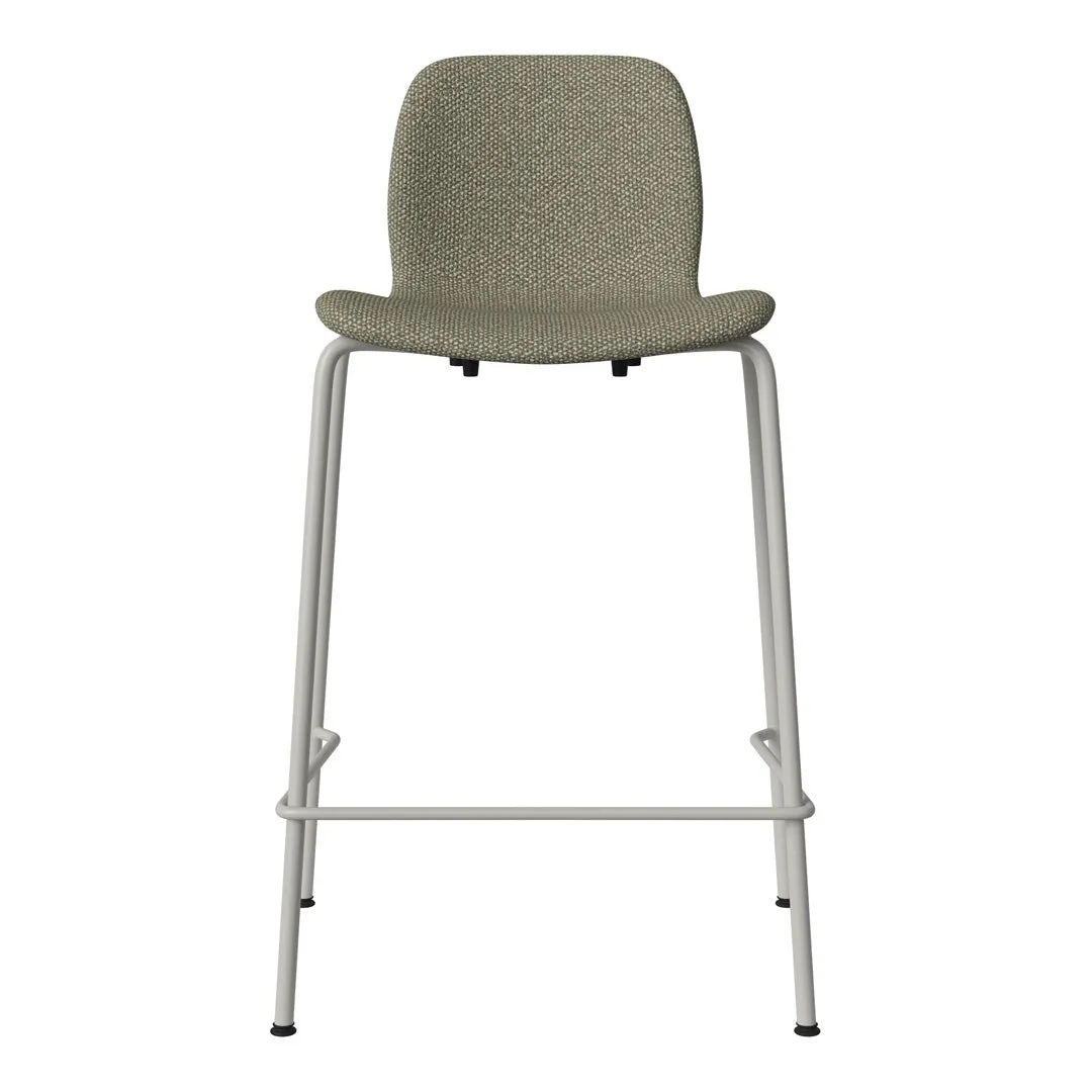 Seed Counter Chair - Upholstered - Steel Base, Grey Lacquered