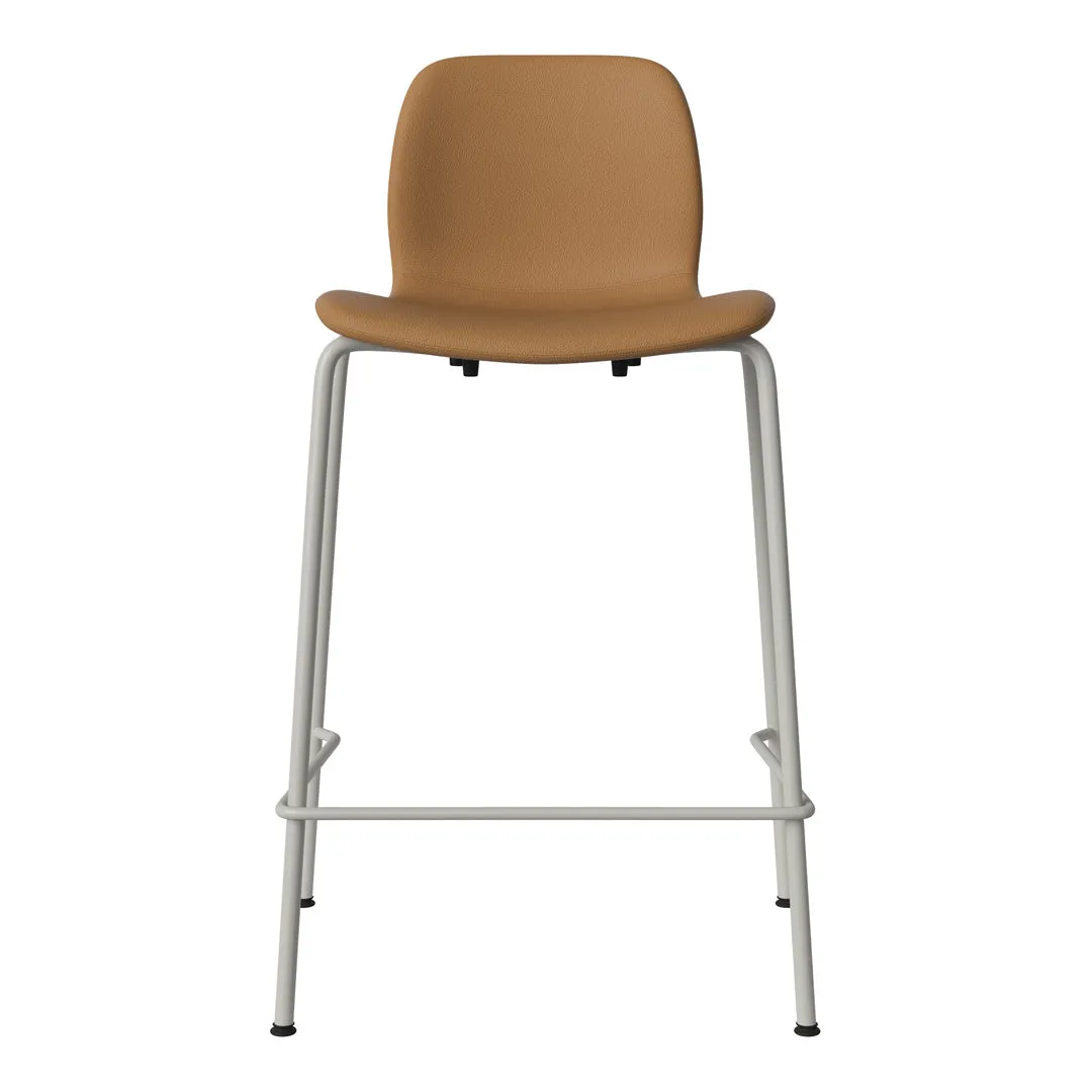 Seed Counter Chair - Upholstered - Steel Base, Grey Lacquered
