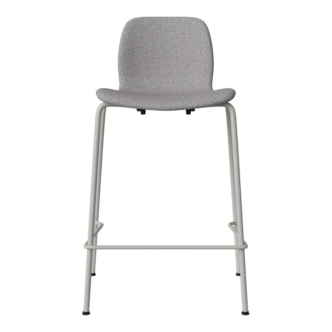 Seed Counter Chair - Upholstered - Steel Base, Grey Lacquered
