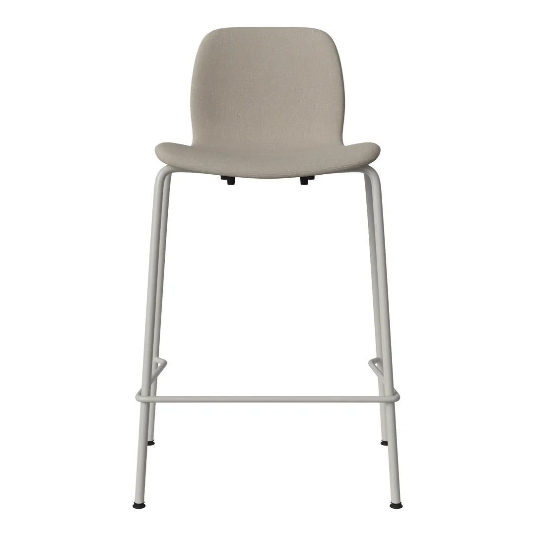 Seed Counter Chair - Upholstered - Steel Base, Grey Lacquered