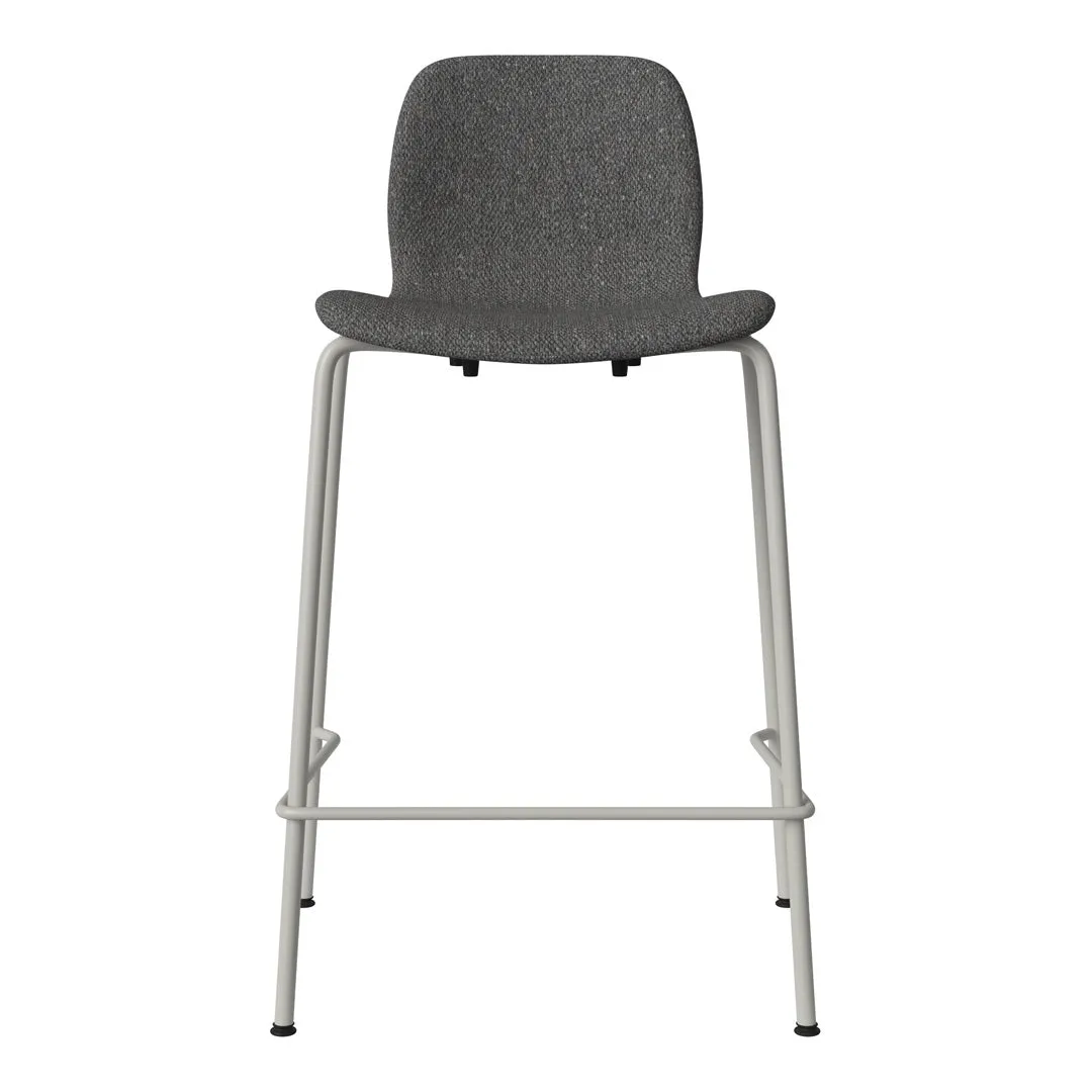 Seed Counter Chair - Upholstered - Steel Base, Grey Lacquered