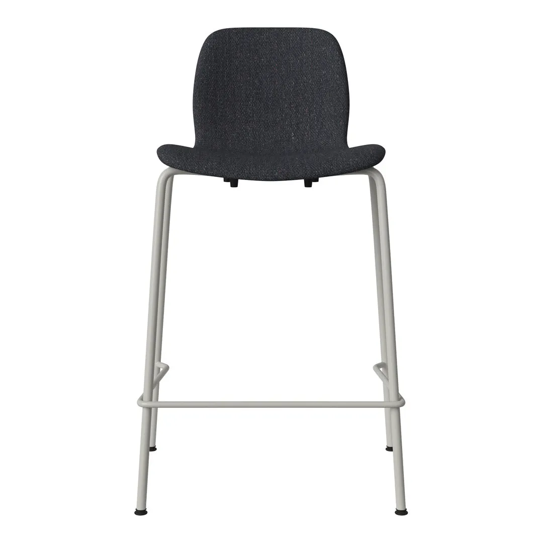 Seed Counter Chair - Upholstered - Steel Base, Grey Lacquered