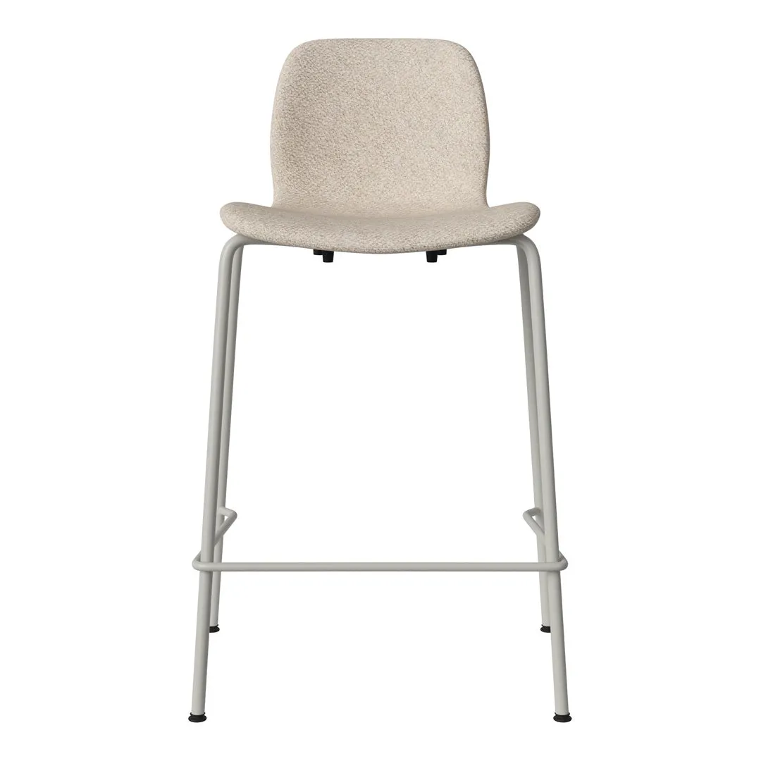 Seed Counter Chair - Upholstered - Steel Base, Grey Lacquered
