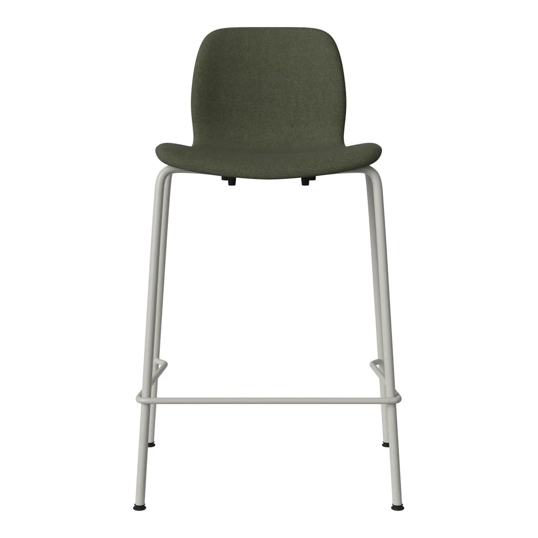 Seed Counter Chair - Upholstered - Steel Base, Grey Lacquered