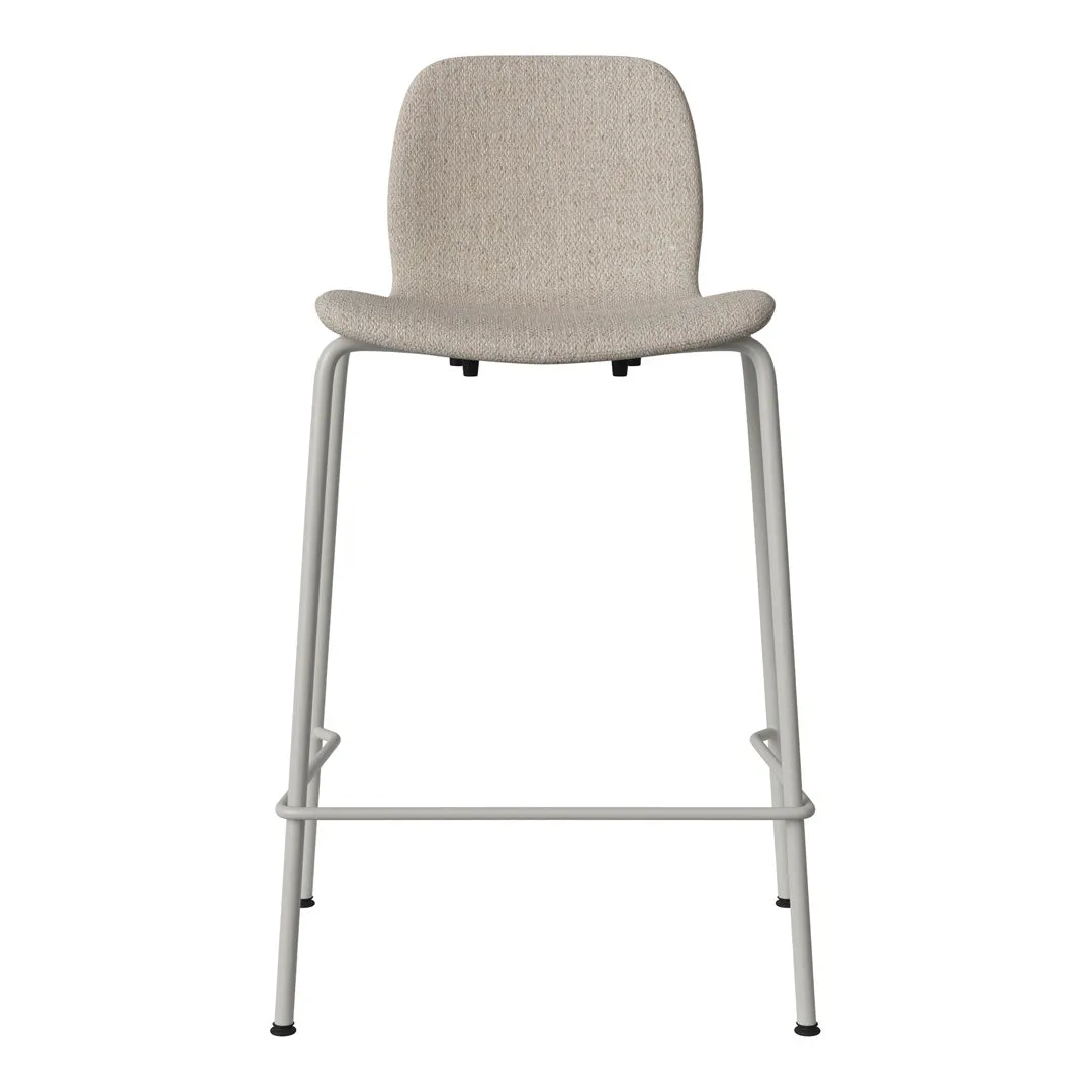 Seed Counter Chair - Upholstered - Steel Base, Grey Lacquered