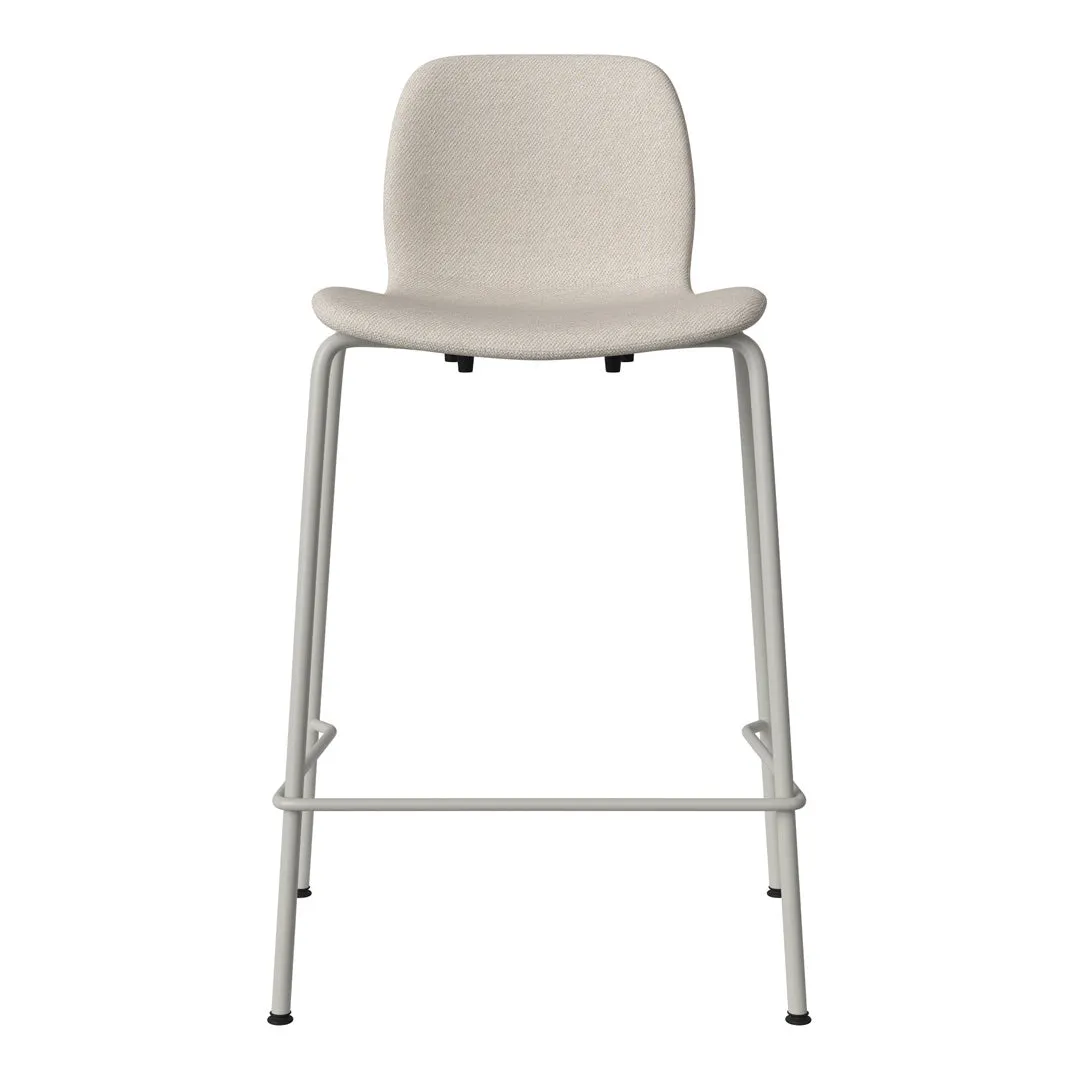 Seed Counter Chair - Upholstered - Steel Base, Grey Lacquered
