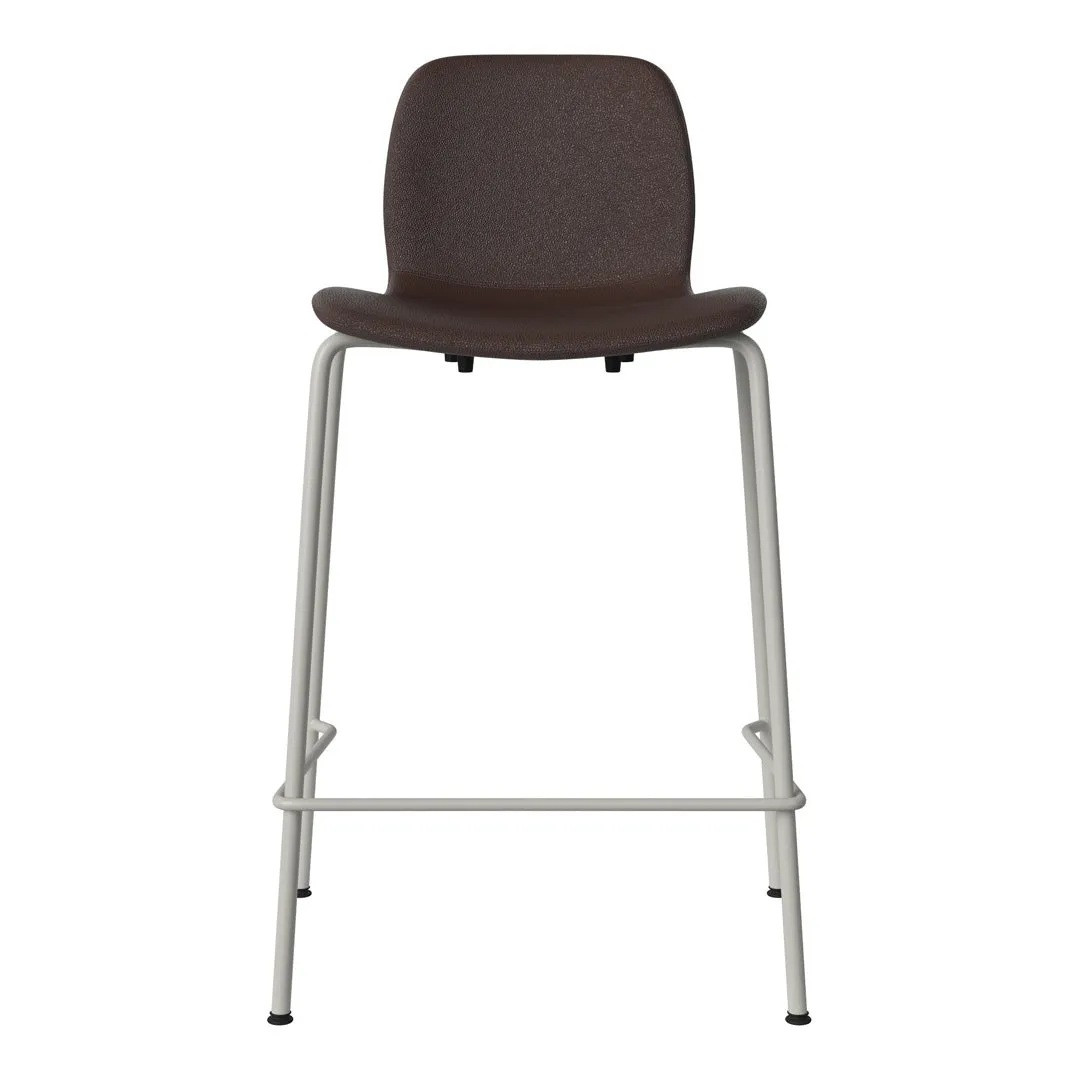 Seed Counter Chair - Upholstered - Steel Base, Grey Lacquered