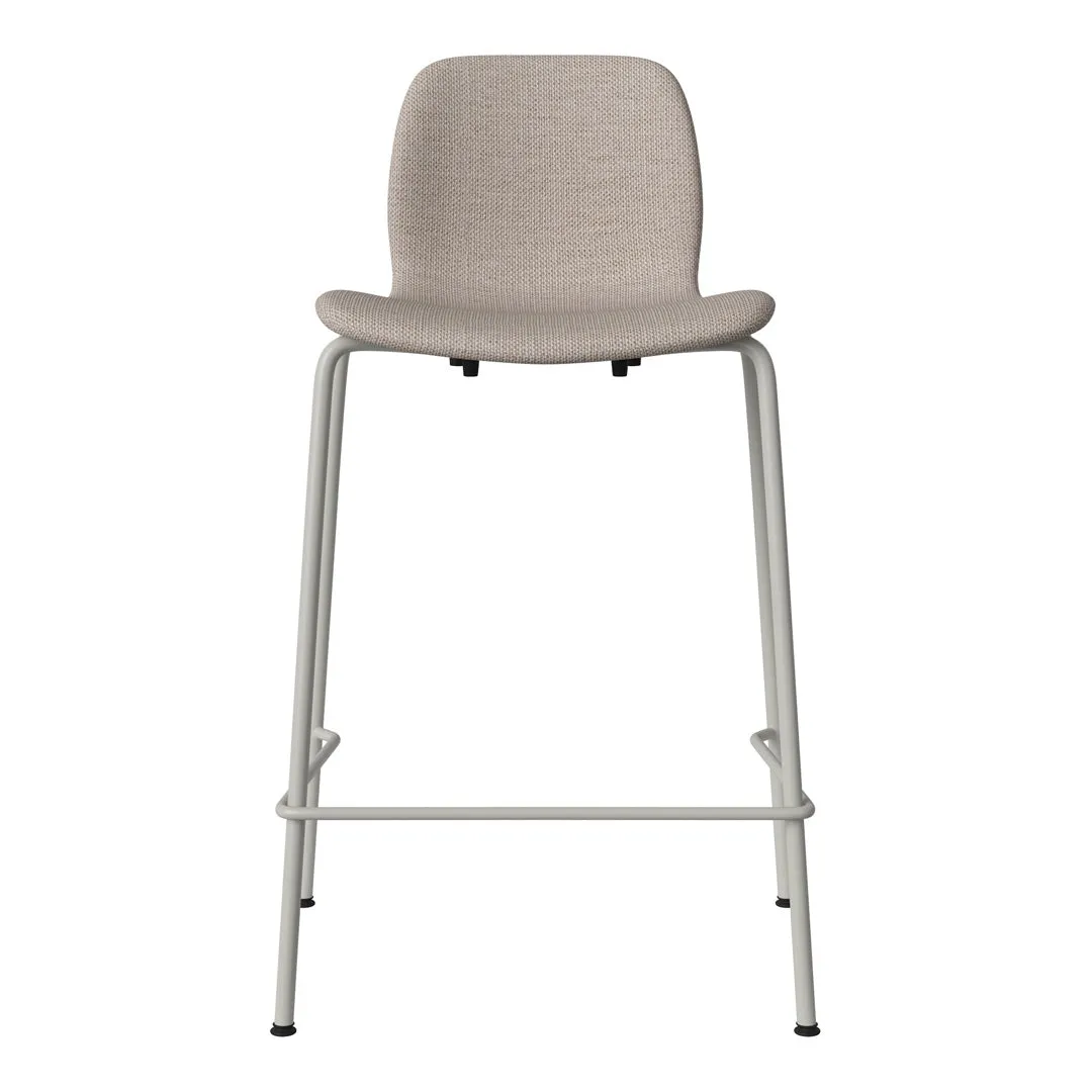 Seed Counter Chair - Upholstered - Steel Base, Grey Lacquered